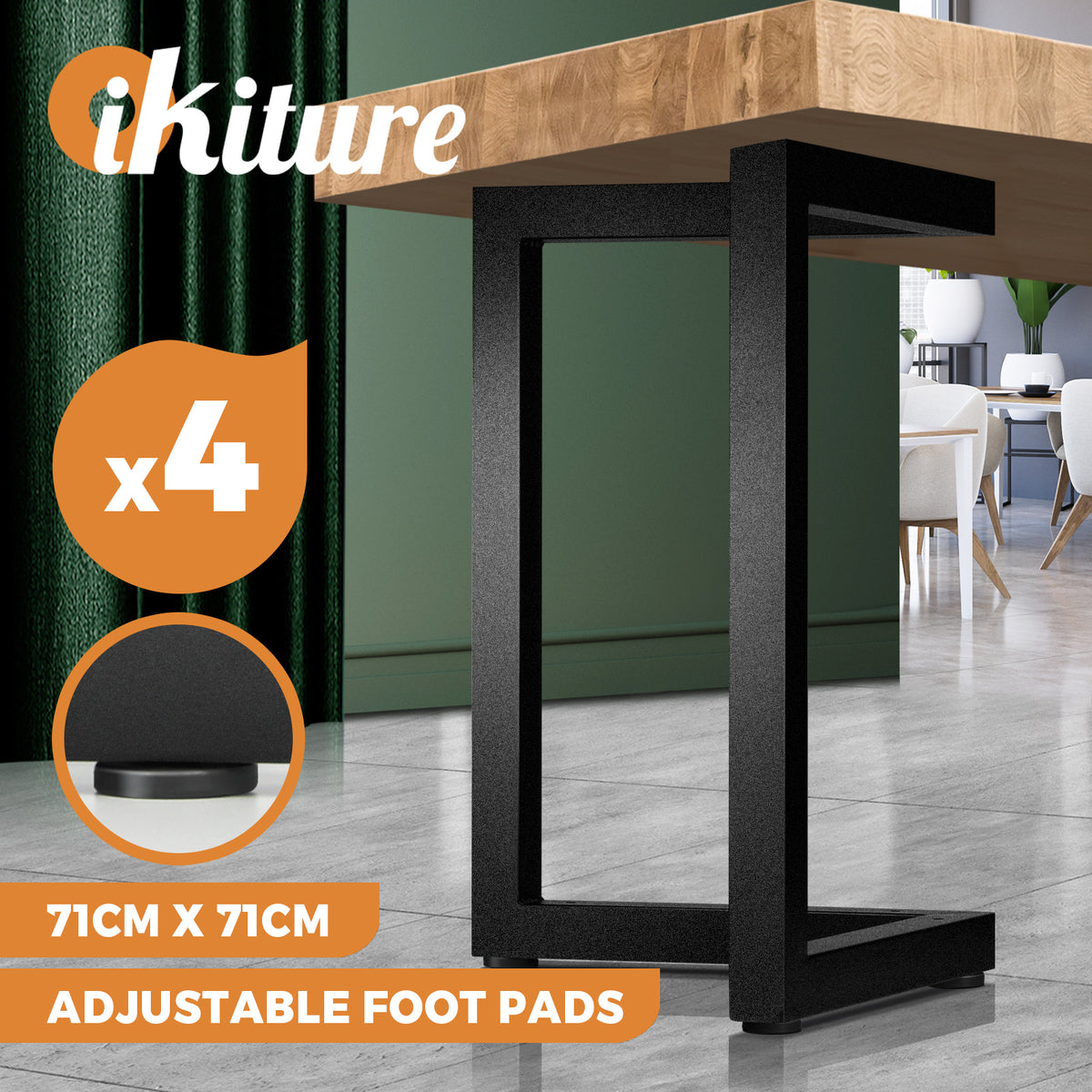 Oikiture 2X/4X Coffee Dining Table Legs Bench DIY Steel Metal Industrial Black
