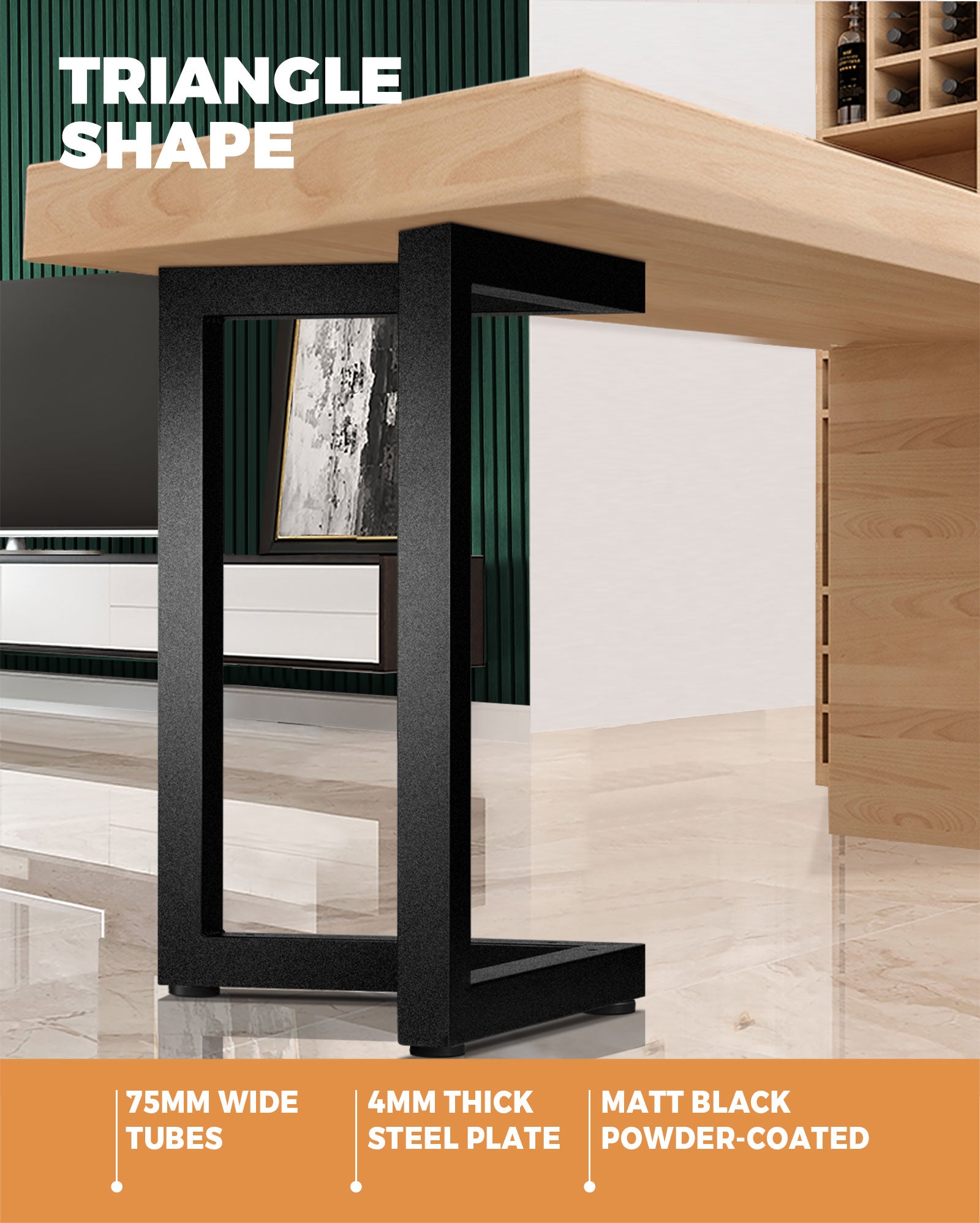 Oikiture 2X Coffee Dining Table Legs Bench Steel Metal Industrial 71 X 70CM - Sunyee