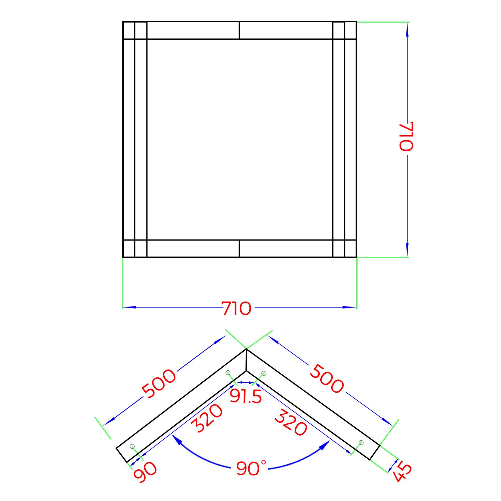 Oikiture 4X Coffee Dining Table Legs Bench Box Steel Metal Industrial 71 X 71CM - Sunyee