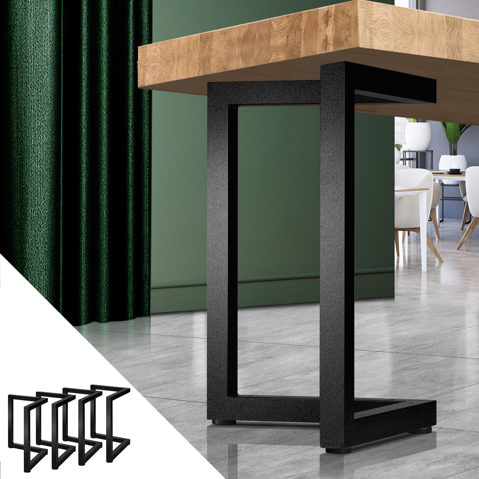 Oikiture 4X Coffee Dining Table Legs Bench Box Steel Metal Industrial 71 X 71CM - Sunyee