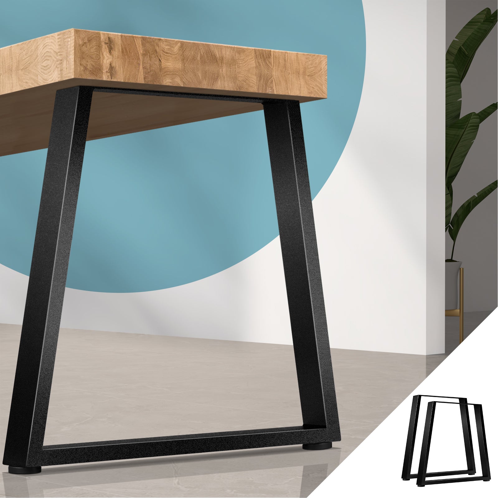 Oikiture 2x Coffee Dining Table Legs Industrial Vintage Bench Trapezoid Metal