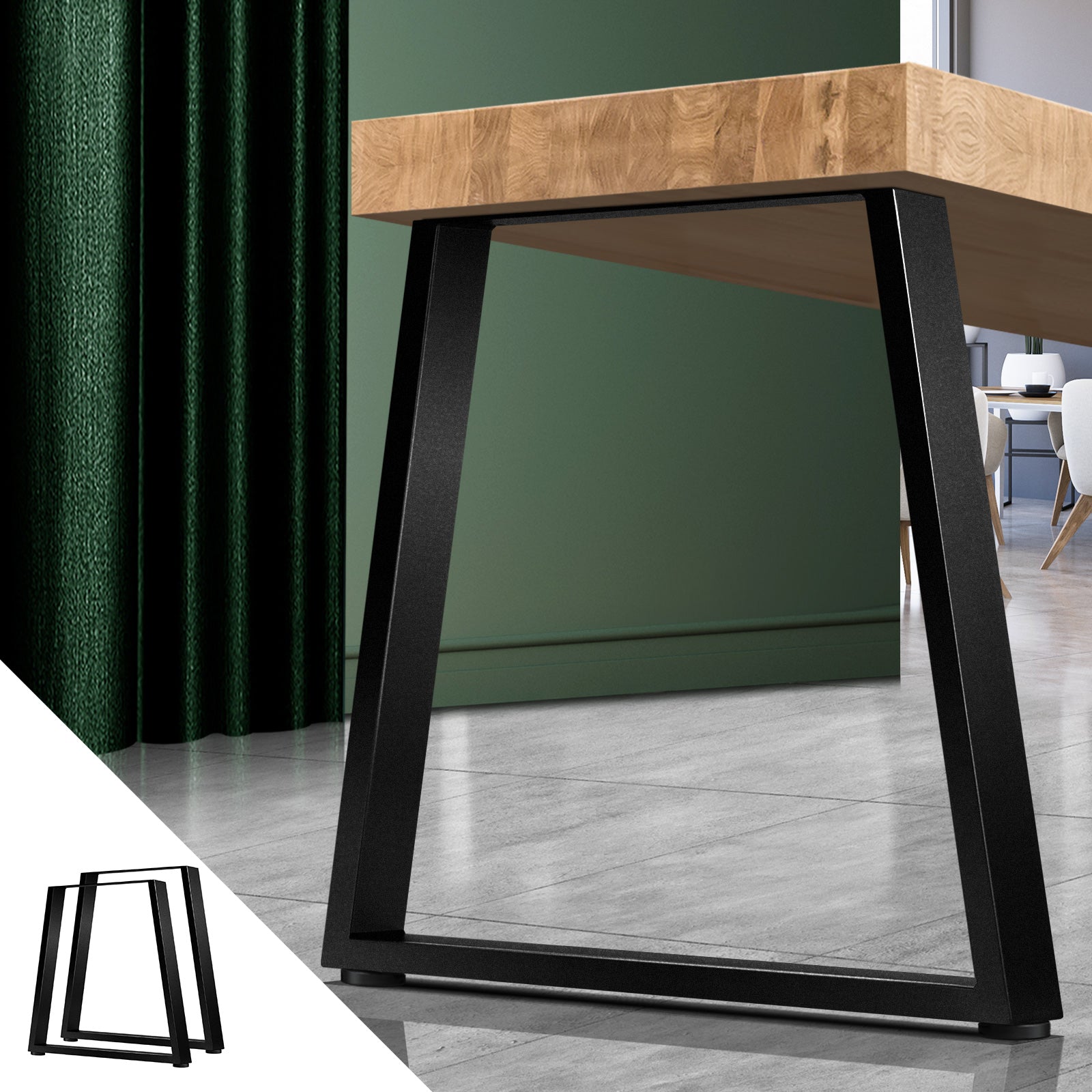 Oikiture 2x Coffee Dining Table Legs Industrial Vintage Bench Trapezoid Metal - Sunyee