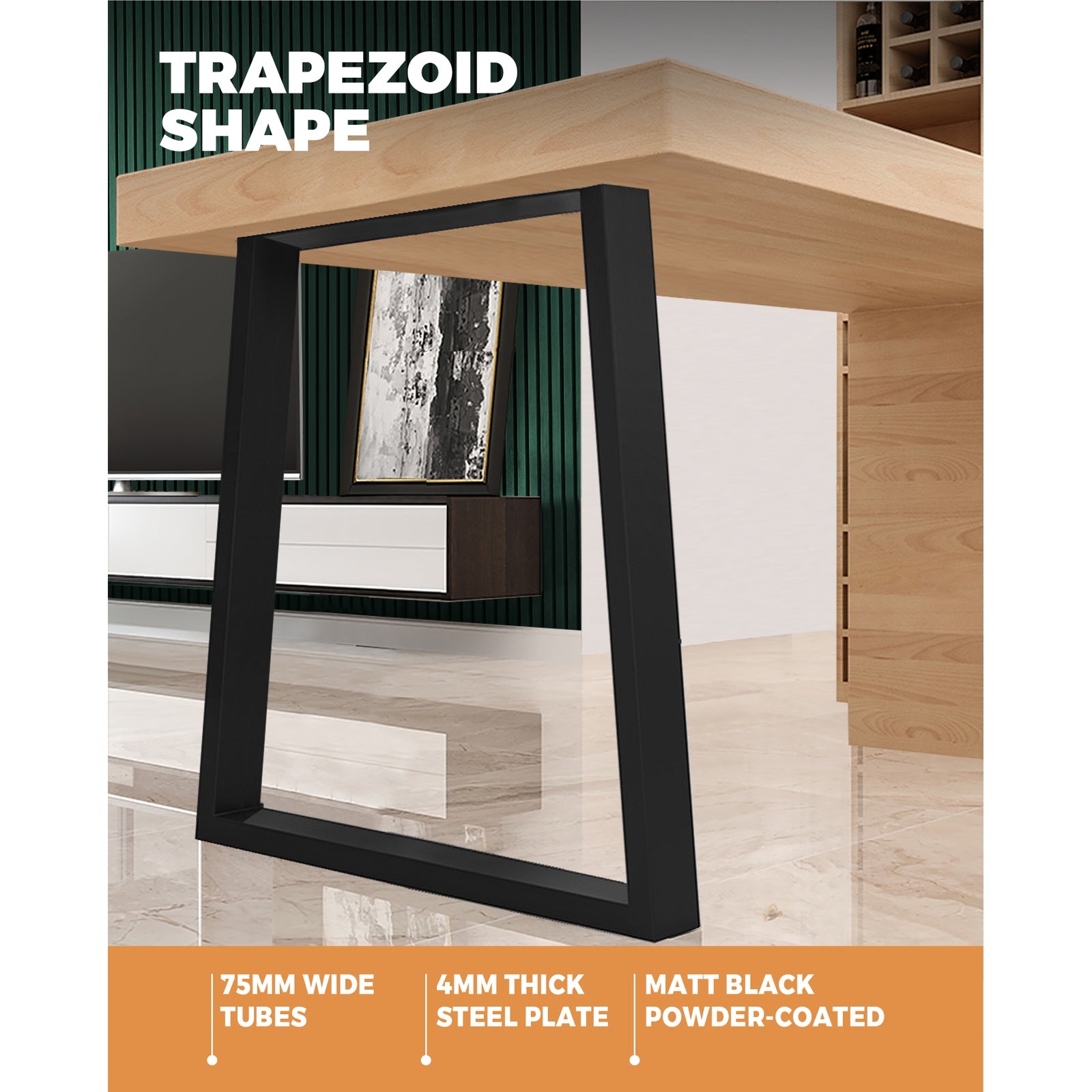 Oikiture 4x Coffee Dining Table Legs Industrial Vintage Bench Trapezoid Metal - Sunyee