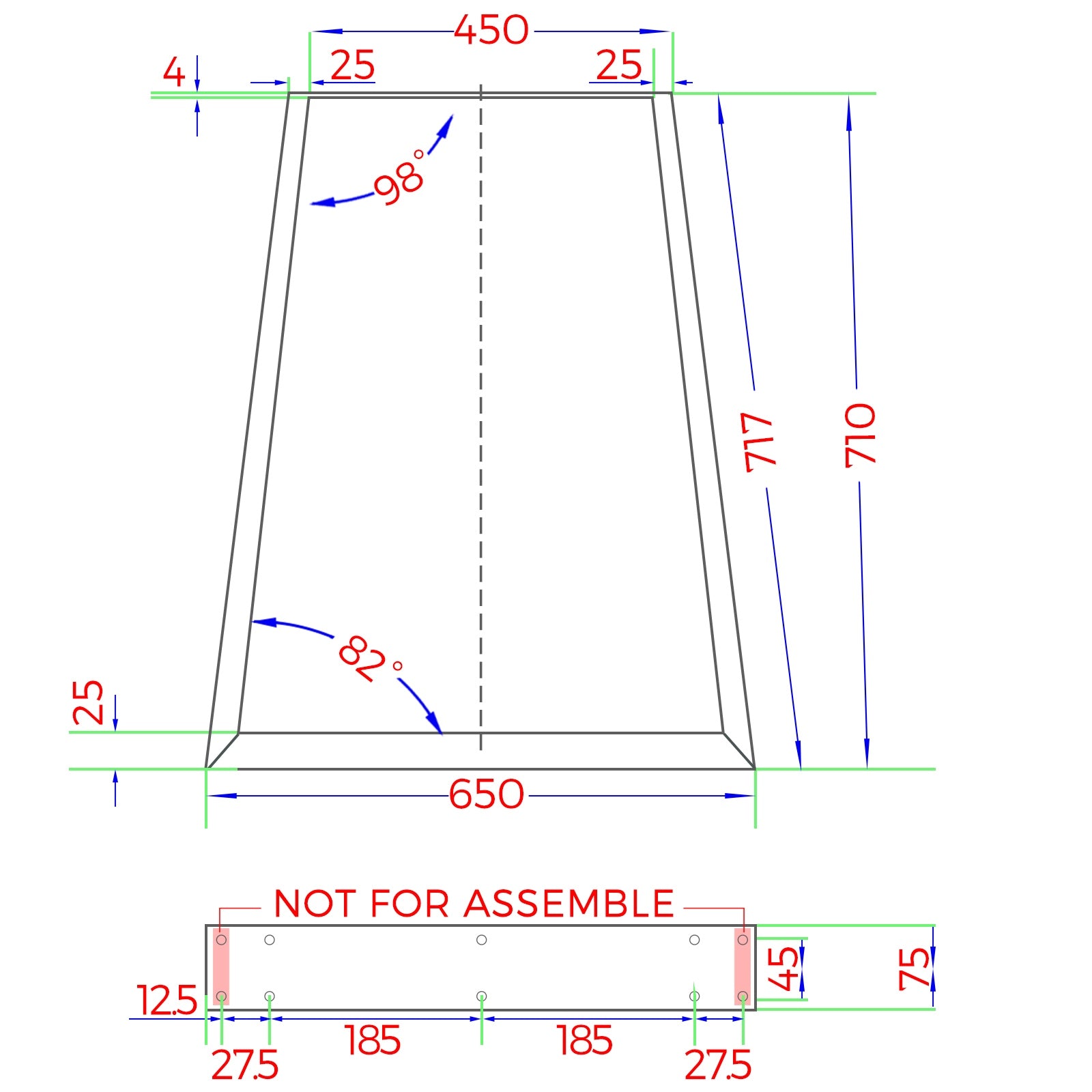 Oikiture 4x Coffee Dining Table Legs Industrial Vintage Bench Trapezoid Metal - Sunyee