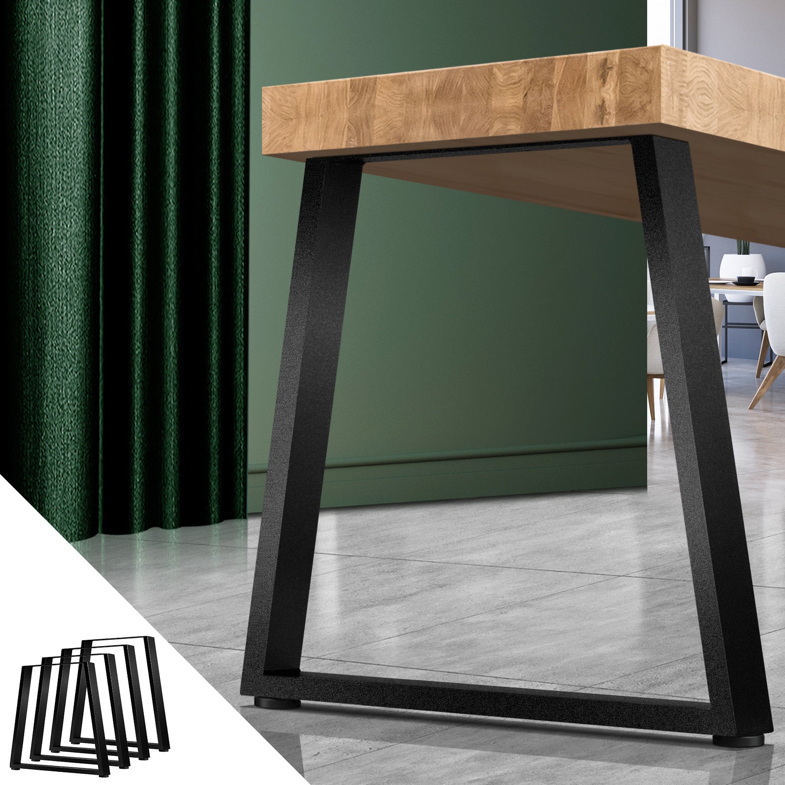 Oikiture 4x Coffee Dining Table Legs Industrial Vintage Bench Trapezoid Metal - Sunyee