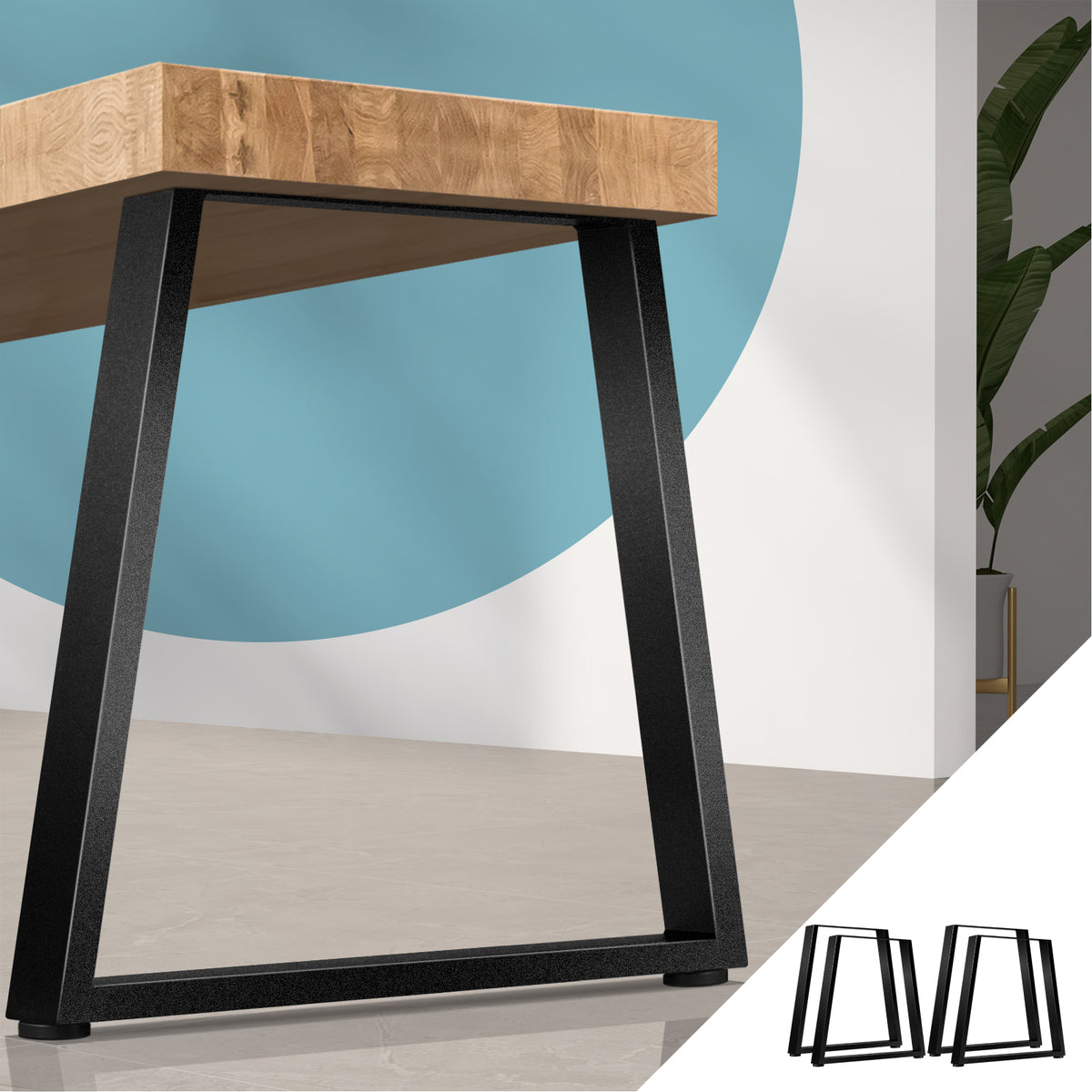 Oikiture 2X/4X Coffee Dining Table Legs Bench DIY Steel Metal Industrial Black