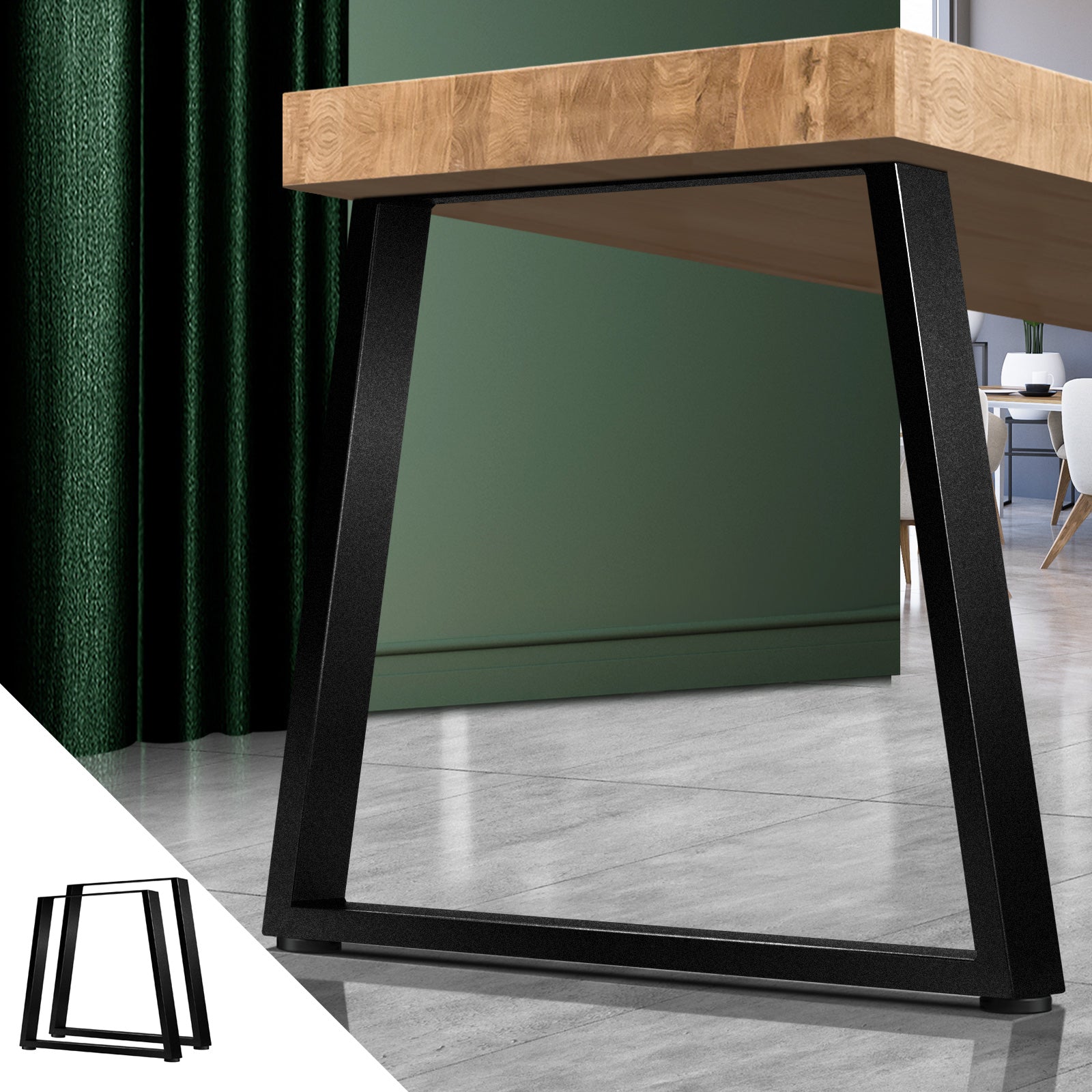 Oikiture 2x Coffee Dining Table Legs Trapezoid Industrial Vintage Bench Metal - Sunyee