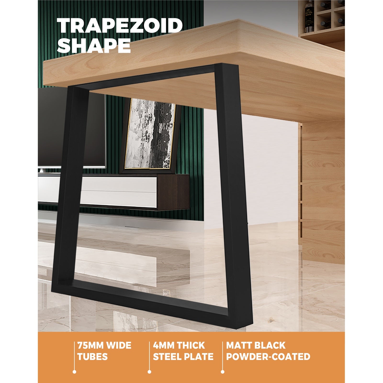 Oikiture 2x Coffee Dining Table Legs Trapezoid Industrial Vintage Bench Metal - Sunyee