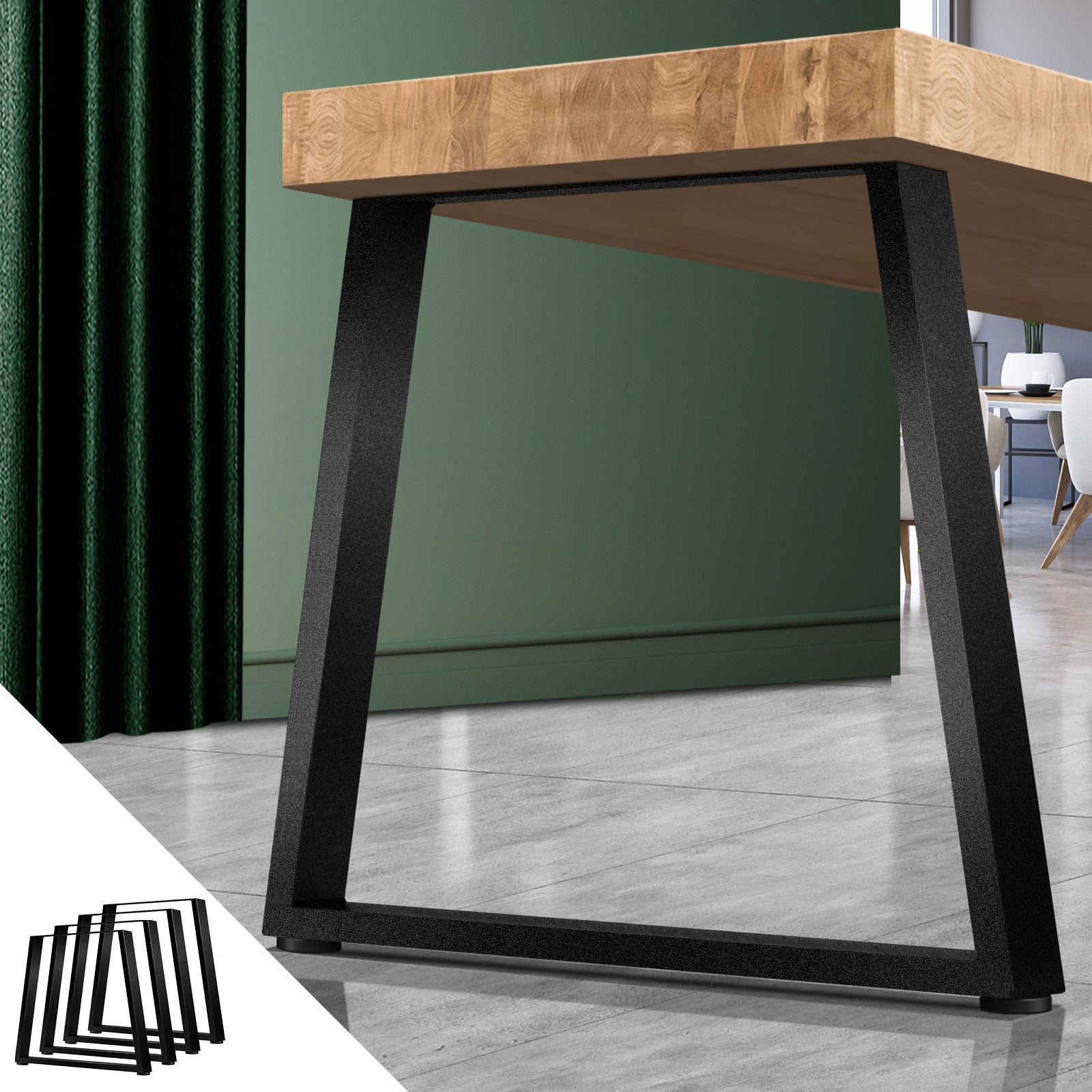 Oikiture 4x Coffee Dining Table Legs Trapezoid Industrial Vintage Bench Metal - Sunyee