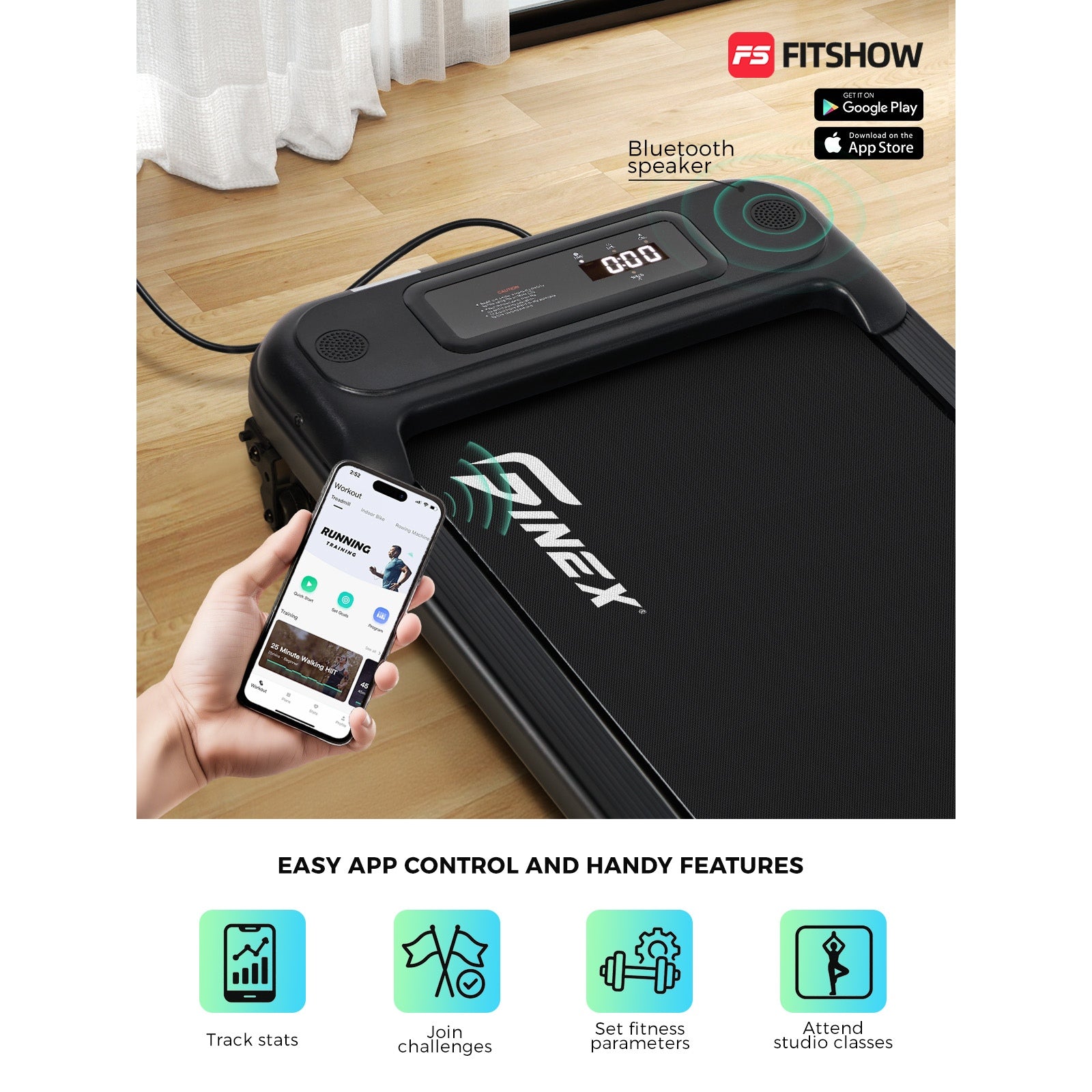 Finex Electric Walking Pad Under Desk Treadmill Home Office Gym Fitness Incline - Sunyee