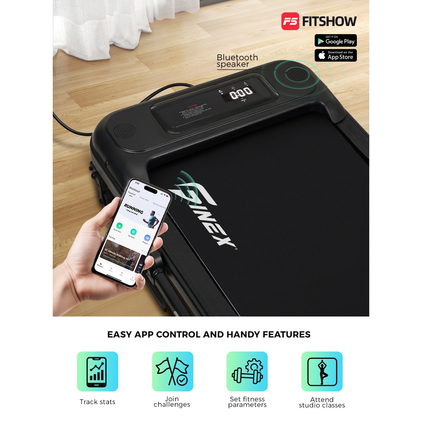 Finex Treadmill Electric Walking Pad 2-in-1 Home Office Gym Fitness Foldable - Sunyee