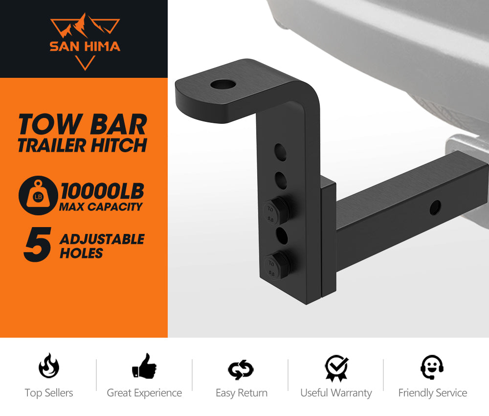 Adjustable Towbar Ball Mount 2" Hitch Towing Trailer Camper Bike Rack 4WD - Sunyee