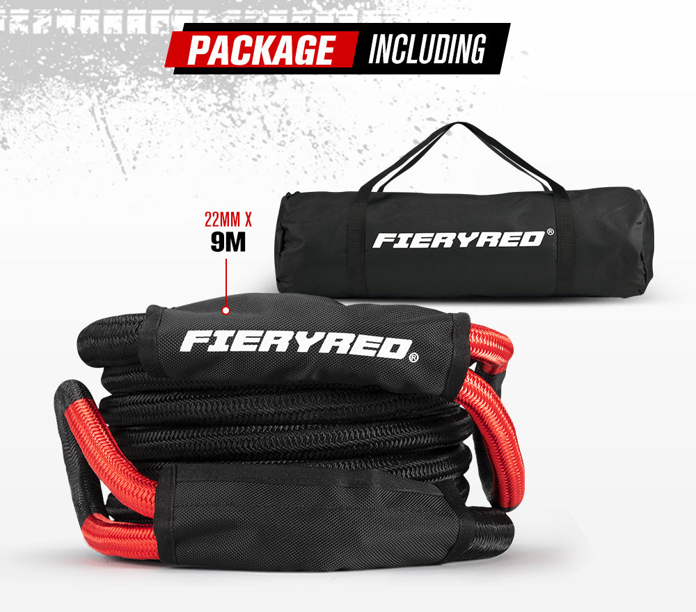 Kinetic Rope 22mm x 9m Snatch Block Pulley Soft Shackle Tow Kit - Sunyee