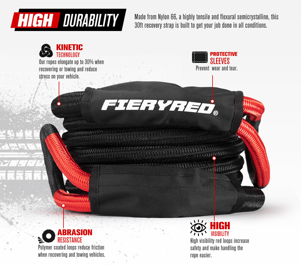 Kinetic Rope 22mm x 9m Snatch Block Pulley Soft Shackle Tow Kit - Sunyee