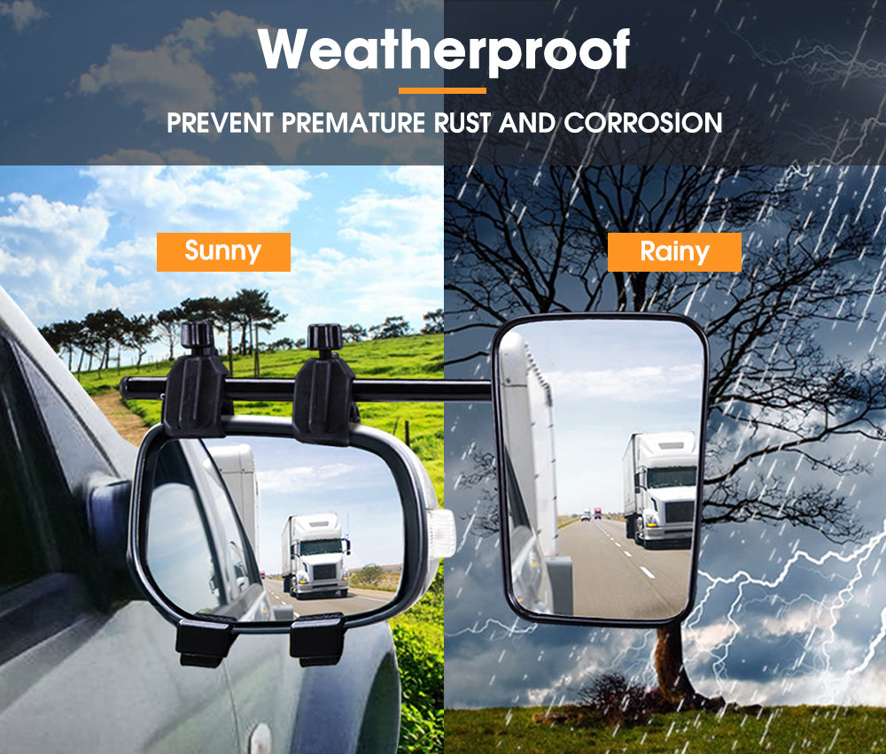 San Hima Pair Towing Mirrors Universal Multi Fit Clamp On 4X4 Caravan Trailer - Sunyee