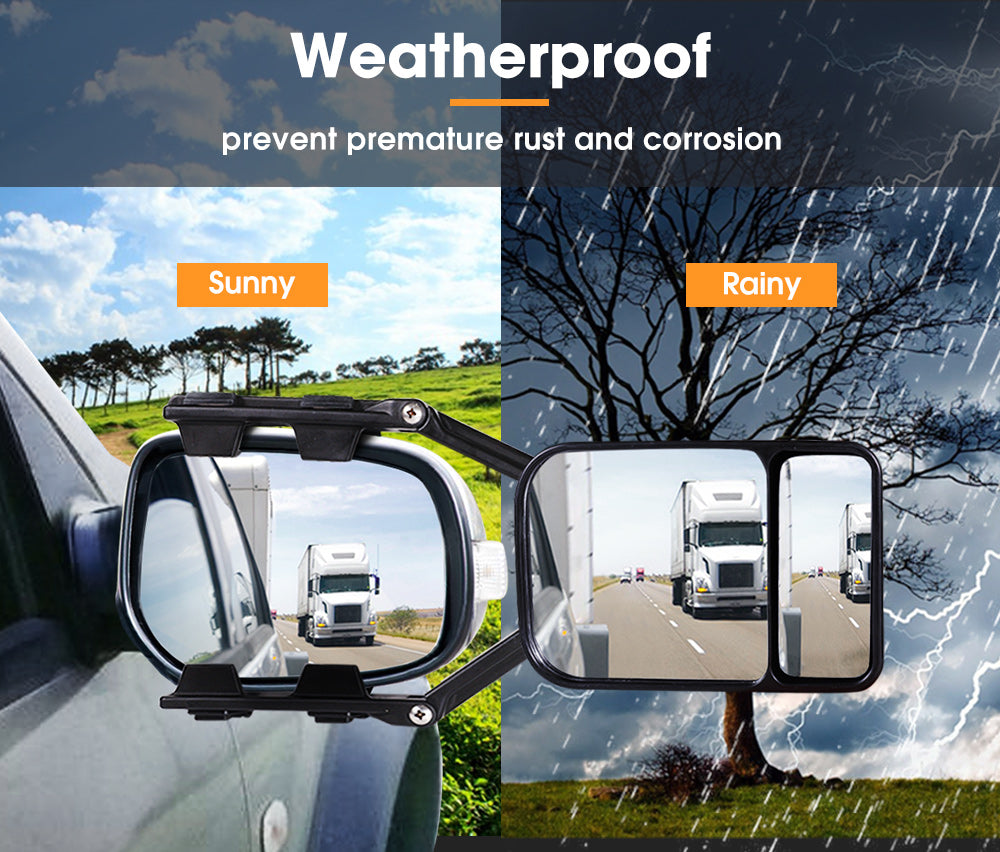 2x Towing Mirrors Clip Universal Multi Trailer Caravan Car Truck Vehicle 4WD Pair - Sunyee