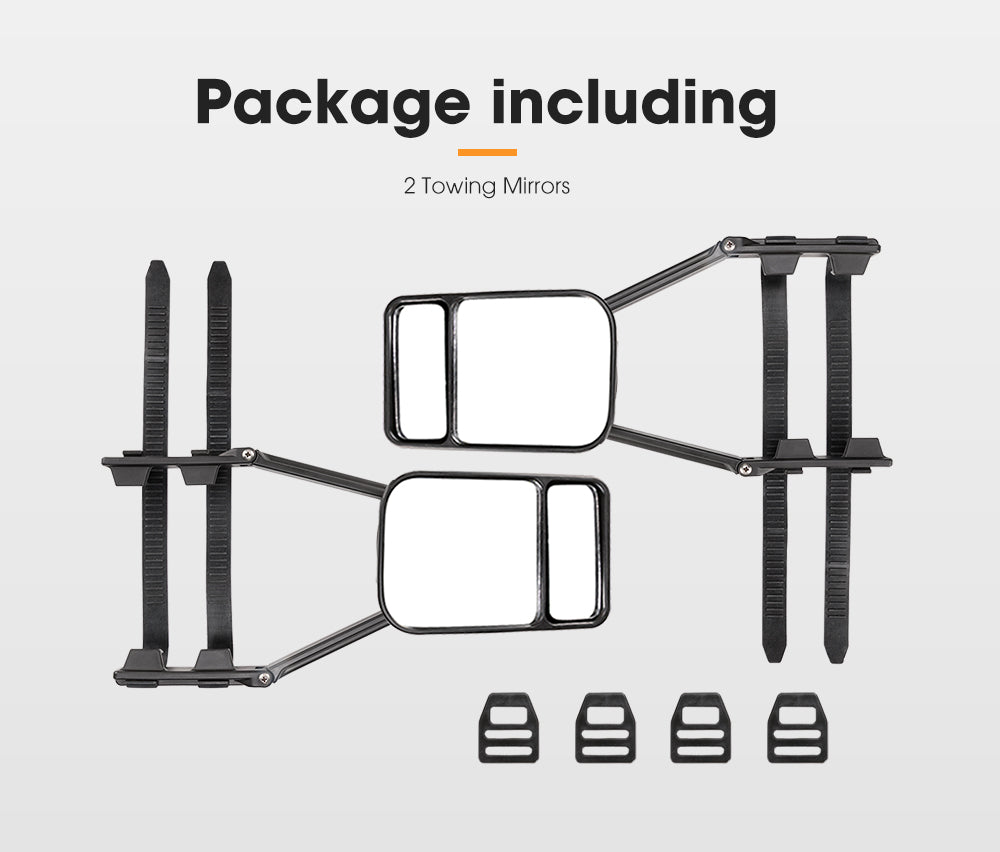 2x Towing Mirrors Clip Universal Multi Trailer Caravan Car Truck Vehicle 4WD Pair - Sunyee