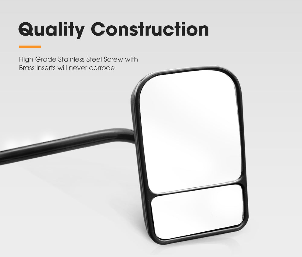 2x Towing Mirrors Pair Clip on Multi Fit Clamp On Towing Caravan 4X4 Trailer - Sunyee