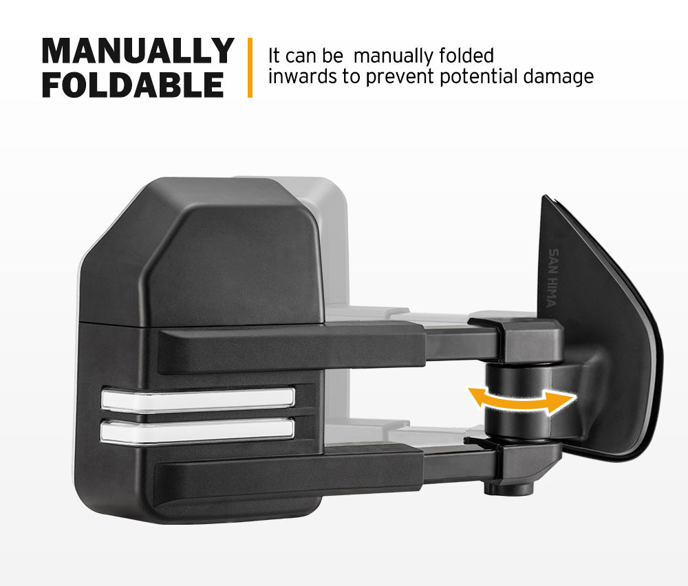 San Hima Pair Extendable Towing Mirrors Gen2 for Isuzu MU-X MY2013-MY2019 Black - Sunyee