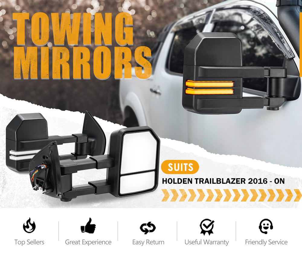 San Hima Pair Extendable Towing Mirrors Gen2 for Holden Trailblazer 2016 to Current - Sunyee