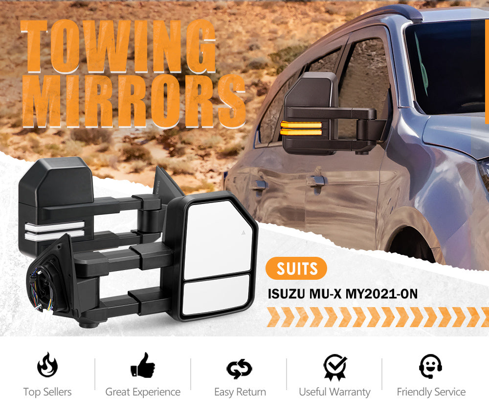 San Hima Extendable Towing Mirrors Gen2 for Isuzu MU-X MY2021-Current - Sunyee