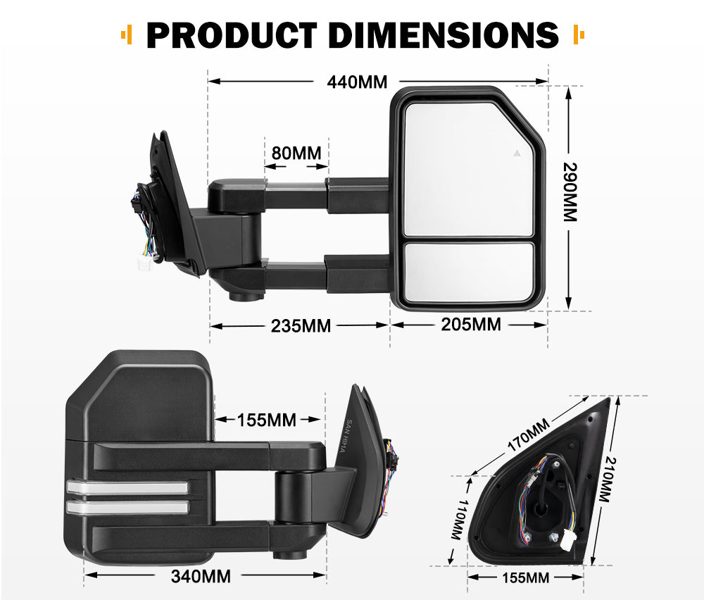 San Hima Extendable Towing Mirrors Gen2 for Isuzu MU-X MY2021-Current - Sunyee