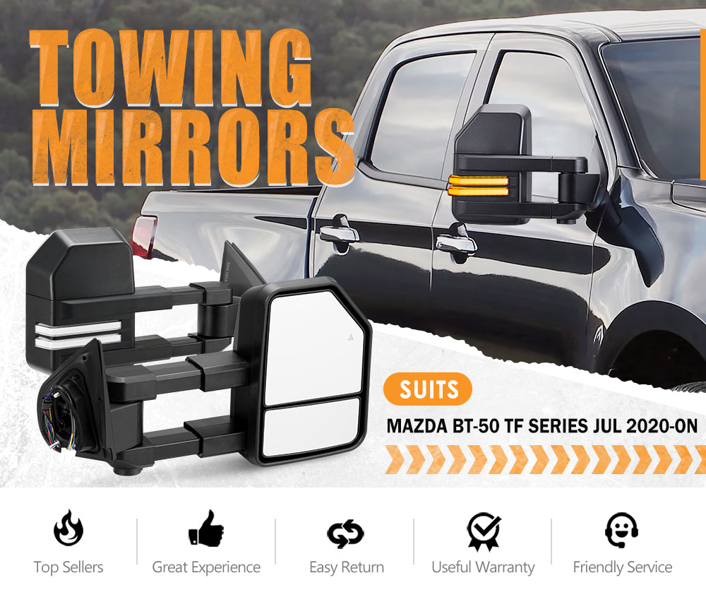 San Hima Extendable Towing Mirrors Gen2 for Mazda BT-50 BT50 TF Series JUL 2020-On - Sunyee