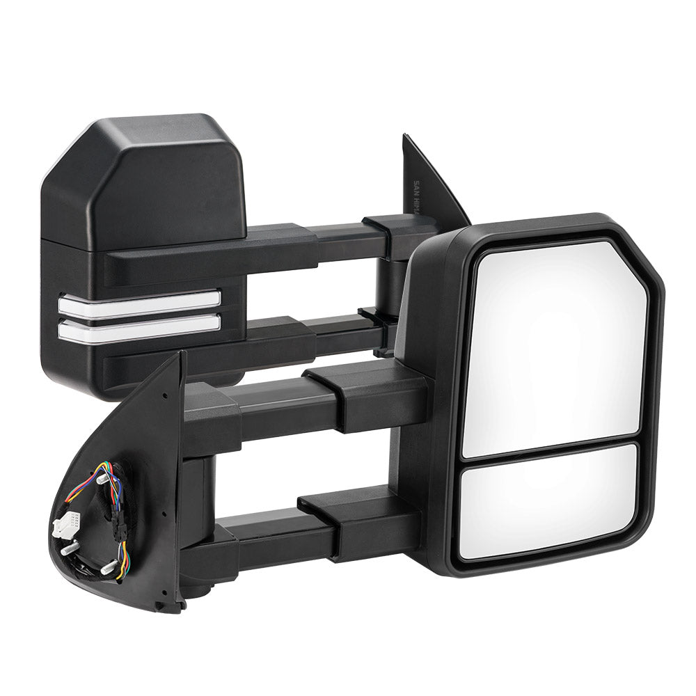 San Hima Pair Extendable Towing Mirrors Gen2 for Toyota HILUX 2005-2015 N70 Black - Sunyee