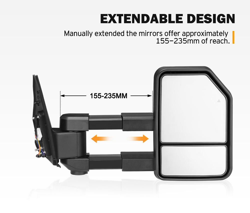 San Hima Extendable Towing Mirrors Gen2 for Toyota Landcruiser 200 Series 2007-2021 - Sunyee