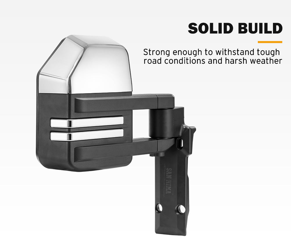 San Hima Extendable Towing Mirrors for Toyota LandCruiser 70 75 76 78 79 Series Silver - Sunyee