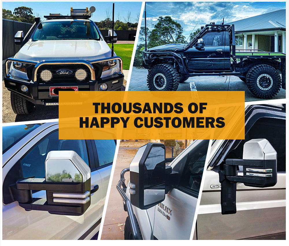 San Hima Extendable Towing Mirrors for Toyota LandCruiser 70 75 76 78 79 Series Silver - Sunyee