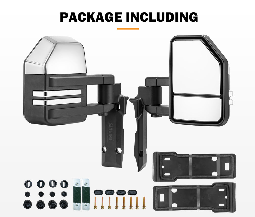 San Hima Extendable Towing Mirrors for Toyota LandCruiser 70 75 76 78 79 Series Silver - Sunyee
