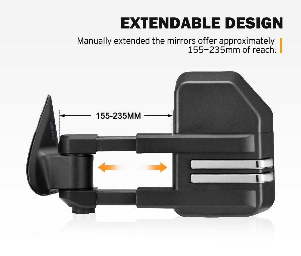 San Hima Extendable Towing Mirrors Gen2 for Mitsubishi Triton MQ/MR 2015-On - Sunyee