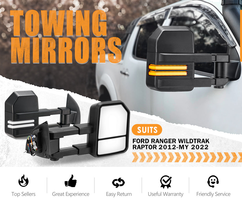 San Hima Towing Mirrors Gen2 for FORD RANGER Wildtrak MK PX PX2 PX3 XL XLT XLS 2012-MY2022 - Sunyee