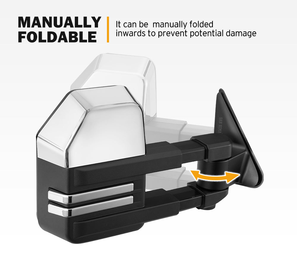 San Hima Extendable Towing Mirrors fit NISSAN PATROL GU/Y61 1997-2016 Silver - Sunyee