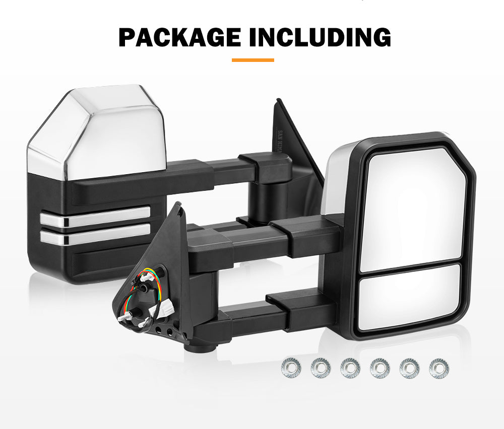 San Hima Extendable Towing Mirrors fit NISSAN PATROL GU/Y61 1997-2016 Silver - Sunyee