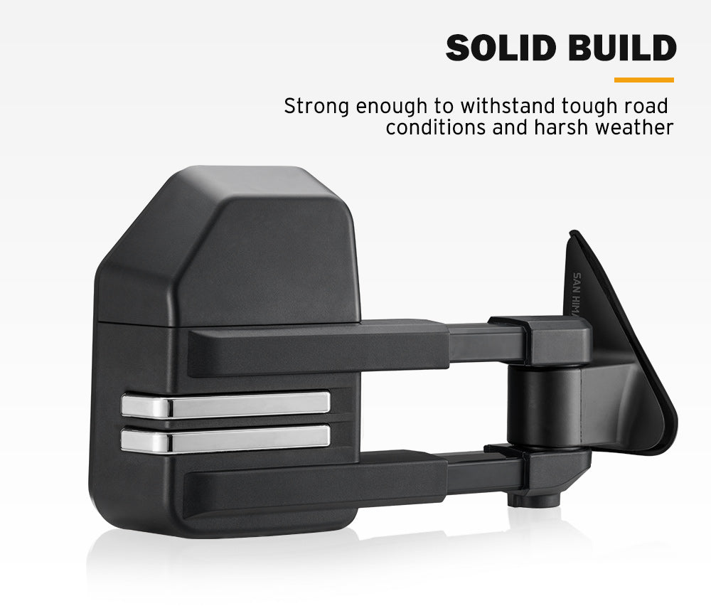 San Hima Extendable Towing Mirrors Gen2 fit NISSAN PATROL GU/Y61 1997-2016 Black - Sunyee