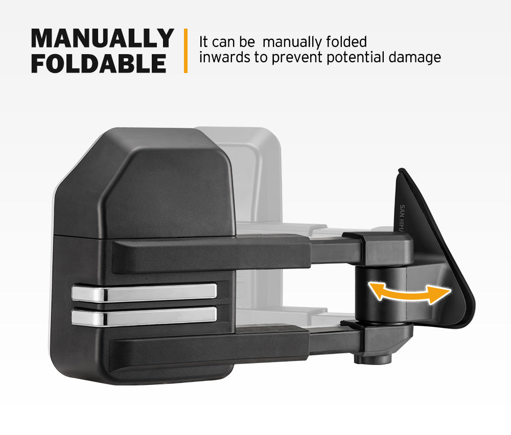 San Hima Extendable Towing Mirrors Gen2 fit NISSAN PATROL GU/Y61 1997-2016 Black - Sunyee