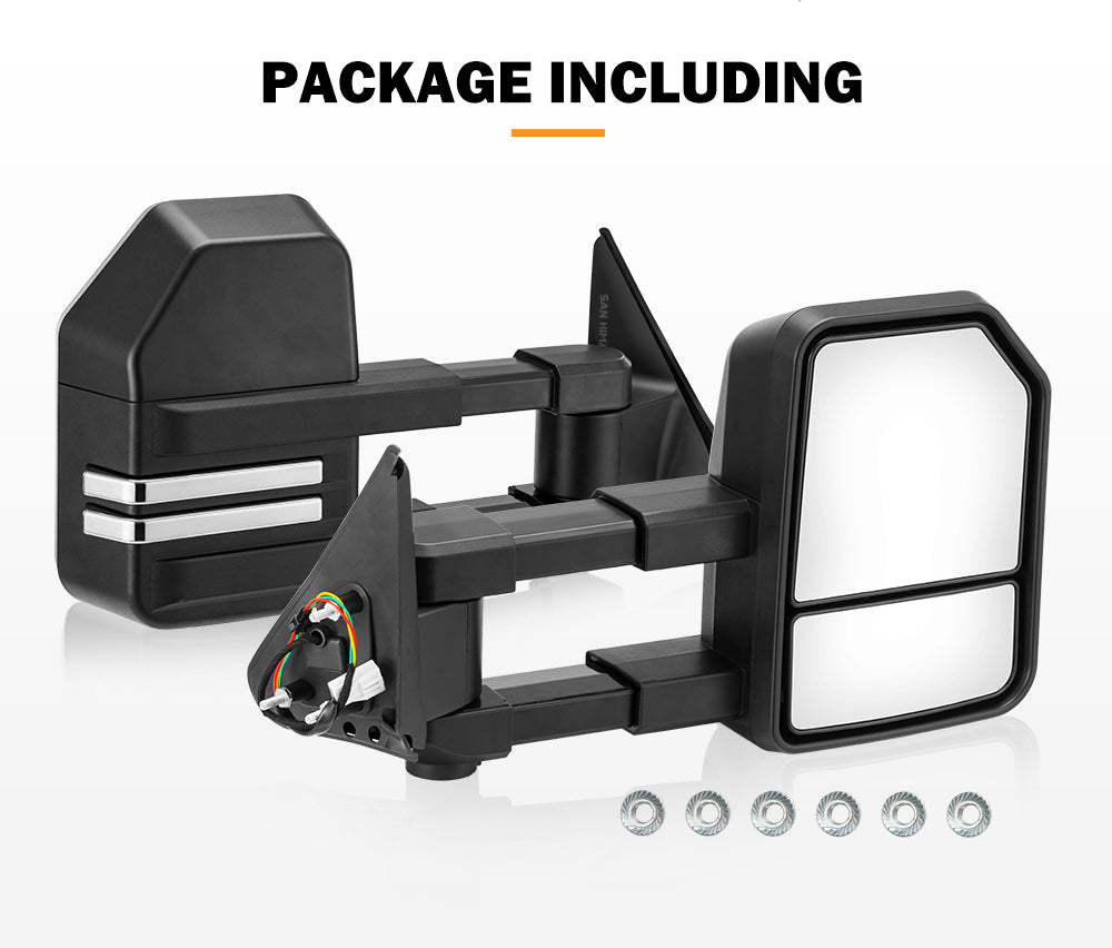 San Hima Extendable Towing Mirrors Gen2 fit NISSAN PATROL GU/Y61 1997-2016 Black - Sunyee