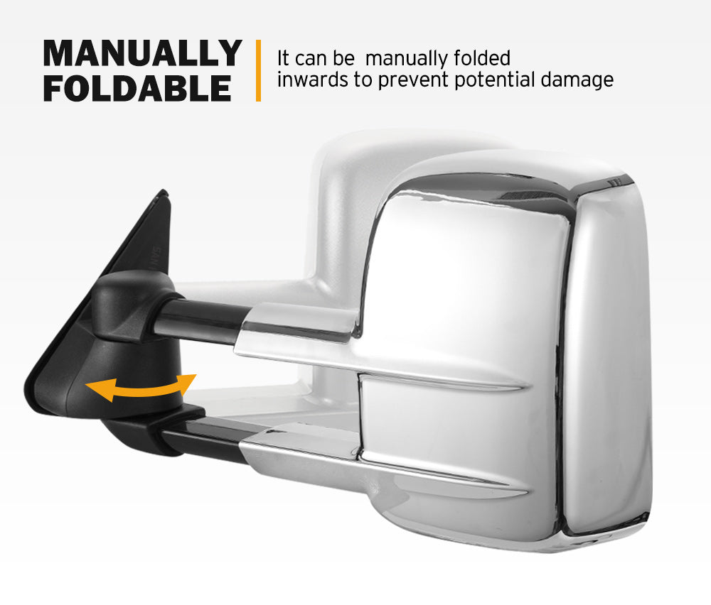 Towing Mirrors Gen1 Extendable for Nissan Patrol GU Y61 1997-2016 Chrome - Sunyee
