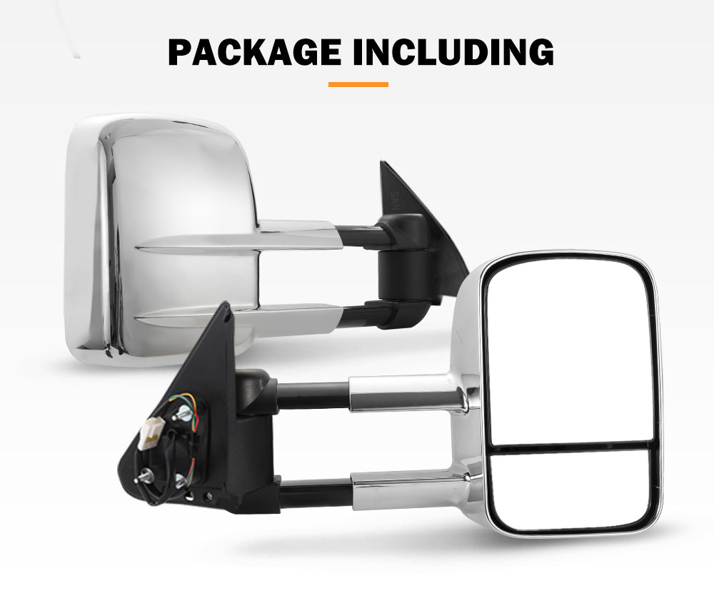 Towing Mirrors Gen1 Extendable for Nissan Patrol GU Y61 1997-2016 Chrome - Sunyee
