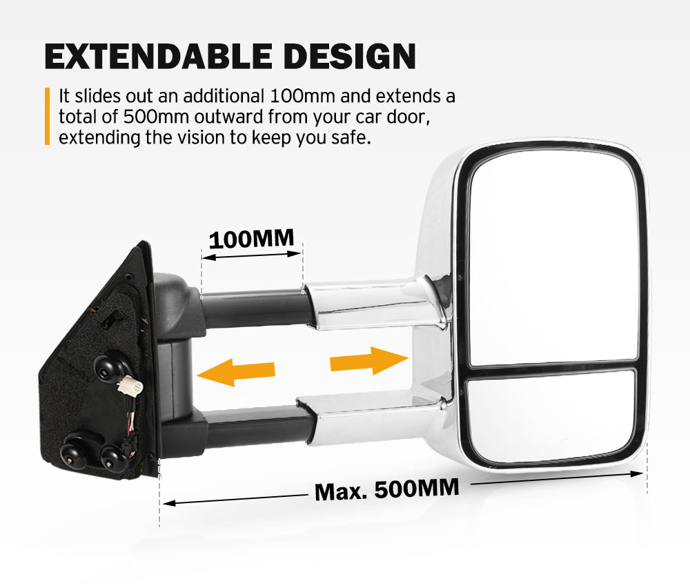 Towing Mirrors Chrome suit Toyota Landcruiser 200 Series 2007-2021 with Indicator - Sunyee