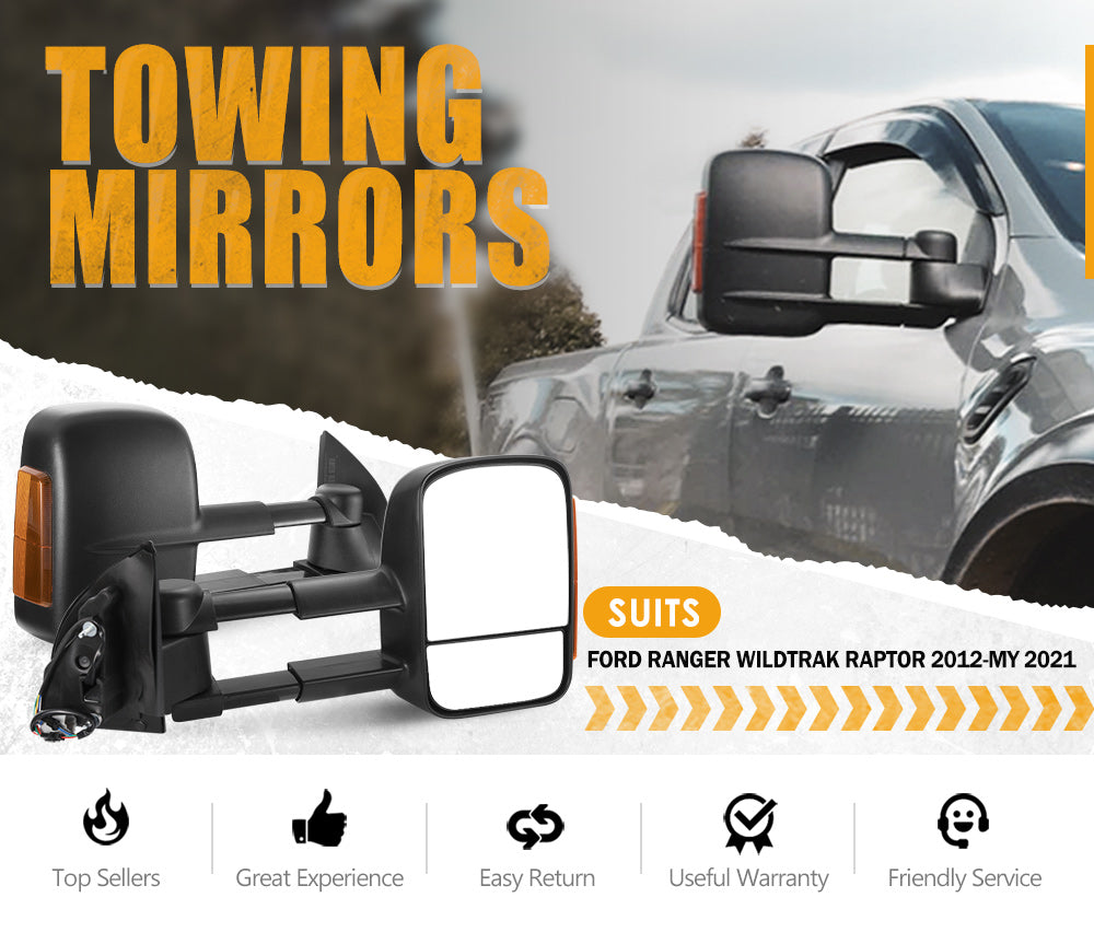 Towing Mirrors Gen1 for Ford Ranger MK PX PX2 PX3 XL XLT XLS Wildtrak 2012-MY2021 - Sunyee