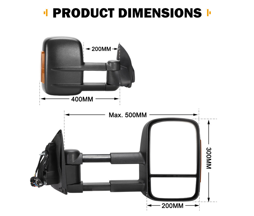 Towing Mirrors Gen1 for Ford Ranger MK PX PX2 PX3 XL XLT XLS Wildtrak 2012-MY2021 - Sunyee
