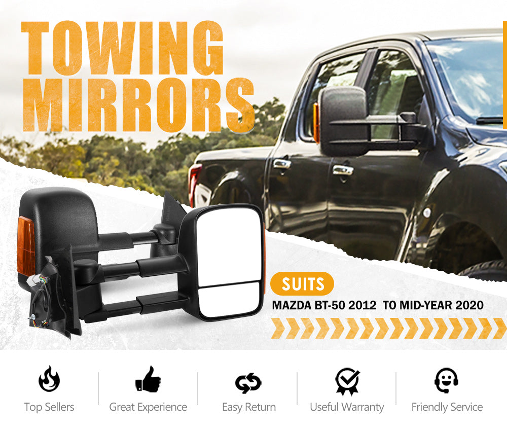 Towing Mirrors Gen1 Extendable Mazda BT-50 2012 to Mid-Year 2020 - Sunyee