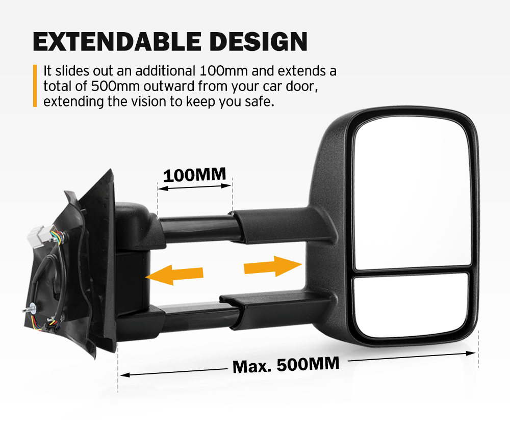 Towing Mirrors Gen1 Extendable Mazda BT-50 2012 to Mid-Year 2020
