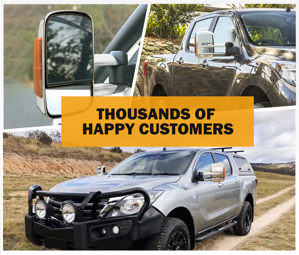 Pair Towing Mirrors Gen1 Chrome Mazda BT-50 2012 to Mid-Year 2020 - Sunyee