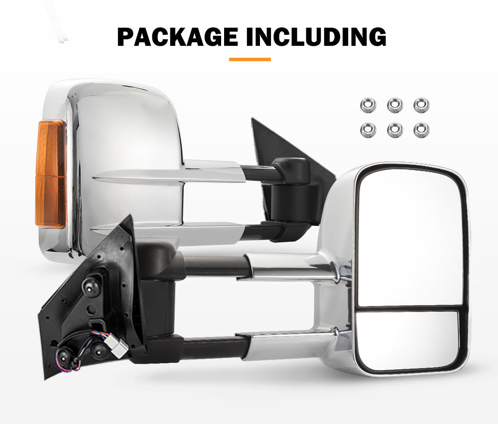 Pair Towing Mirrors Gen1 Chrome Mazda BT-50 2012 to Mid-Year 2020 - Sunyee