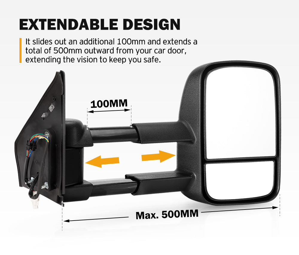 Pair Towing Mirrors Gen1 for Toyota Landcruiser 200 Series 2007-2021 with Indicator - Sunyee