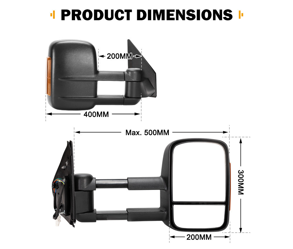 Pair Towing Mirrors Gen1 for Toyota Landcruiser 200 Series 2007-2021 with Indicator